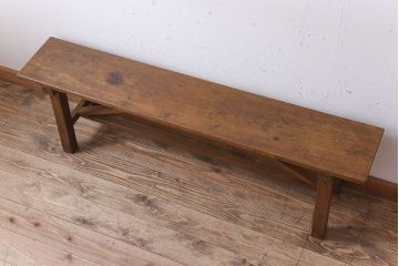 アンティーク家具　素朴でシンプルな木製アンティークベンチ