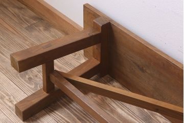 アンティーク家具　素朴でシンプルな木製アンティークベンチ