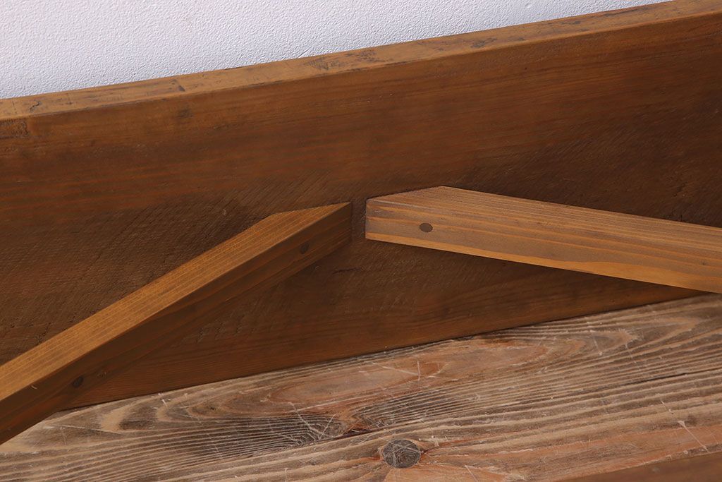 アンティーク家具　素朴でシンプルな木製アンティークベンチ