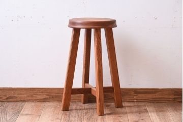 ラフジュ工房オリジナル　欅材古材のシンプルな特製スツール(1)