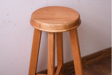ラフジュ工房オリジナル　欅材古材のシンプルな特製スツール(2)