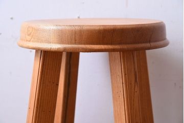 ラフジュ工房オリジナル　欅材古材のシンプルな特製スツール(2)