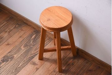 ラフジュ工房オリジナル　欅材古材のシンプルな特製スツール(3)