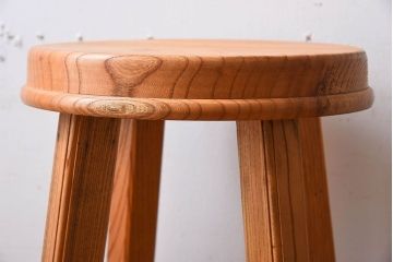 ラフジュ工房オリジナル　欅材古材のシンプルな特製スツール(3)