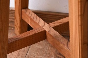 ラフジュ工房オリジナル　欅材古材のシンプルな特製スツール(3)