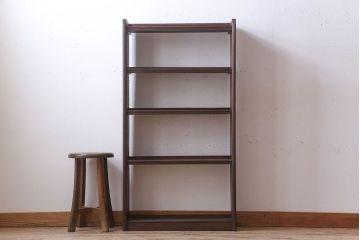 レトロ家具　ラワン材製　古い木のレトロな本棚(ディスプレイラック)