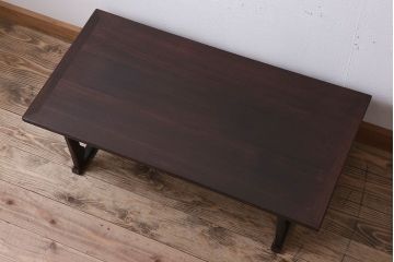アンティーク家具　上品なデザインの古い総欅製アンティーク二月堂机
