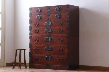 中古 伝統民芸家具 岩谷堂　二段重ね衣装箪笥