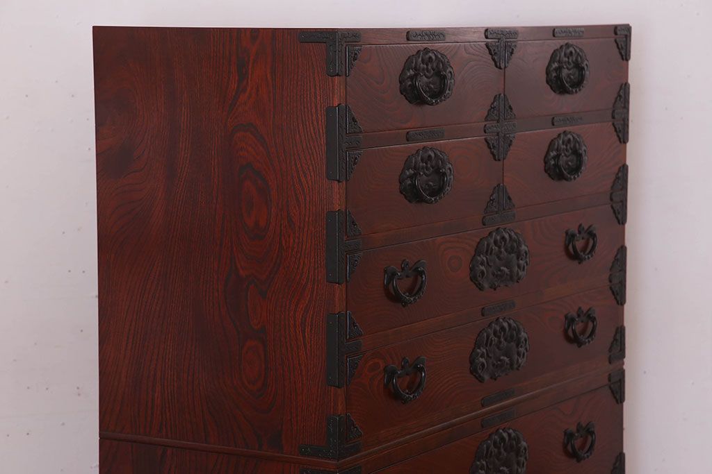 中古 伝統民芸家具 岩谷堂　二段重ね衣装箪笥