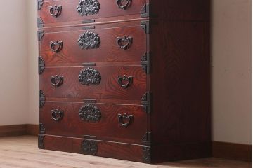 中古 伝統民芸家具 岩谷堂　二段重ね衣装箪笥