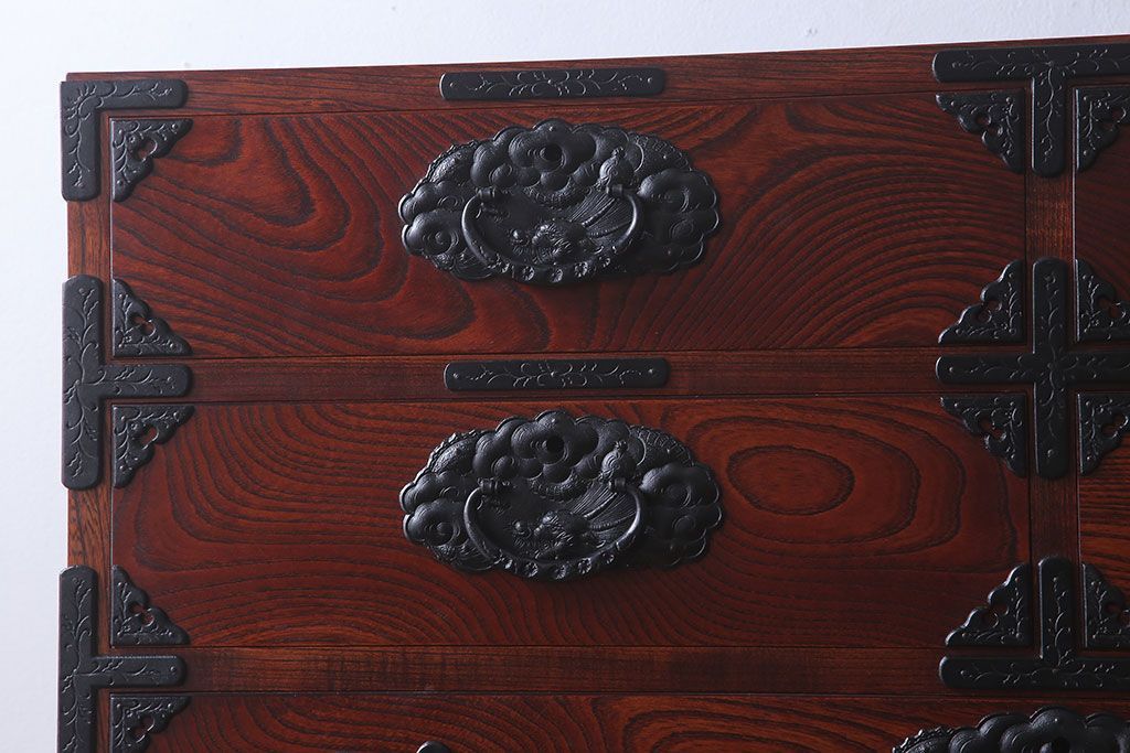 中古 伝統民芸家具 岩谷堂　二段重ね衣装箪笥