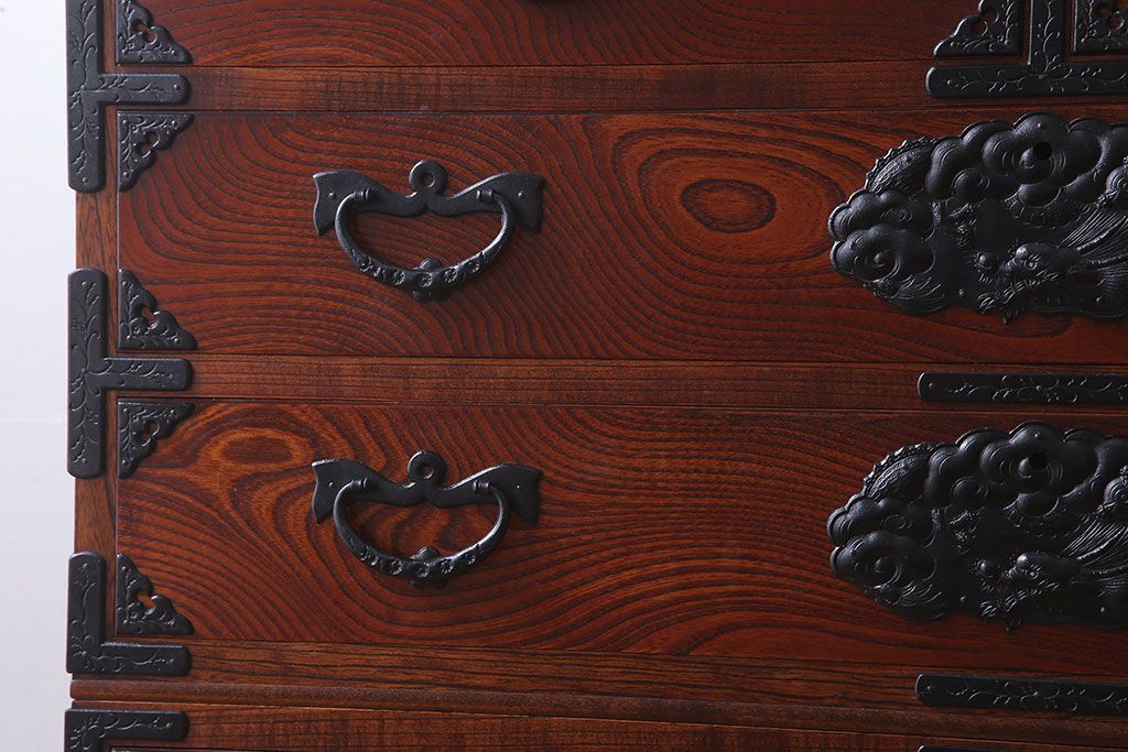 中古 伝統民芸家具 岩谷堂　二段重ね衣装箪笥