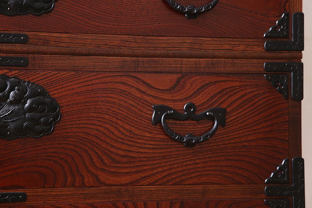 中古 伝統民芸家具 岩谷堂　二段重ね衣装箪笥