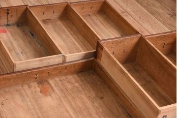 アンティーク家具　古民具・骨董　明治大正期!三方欅材のアンティーク両袖文机