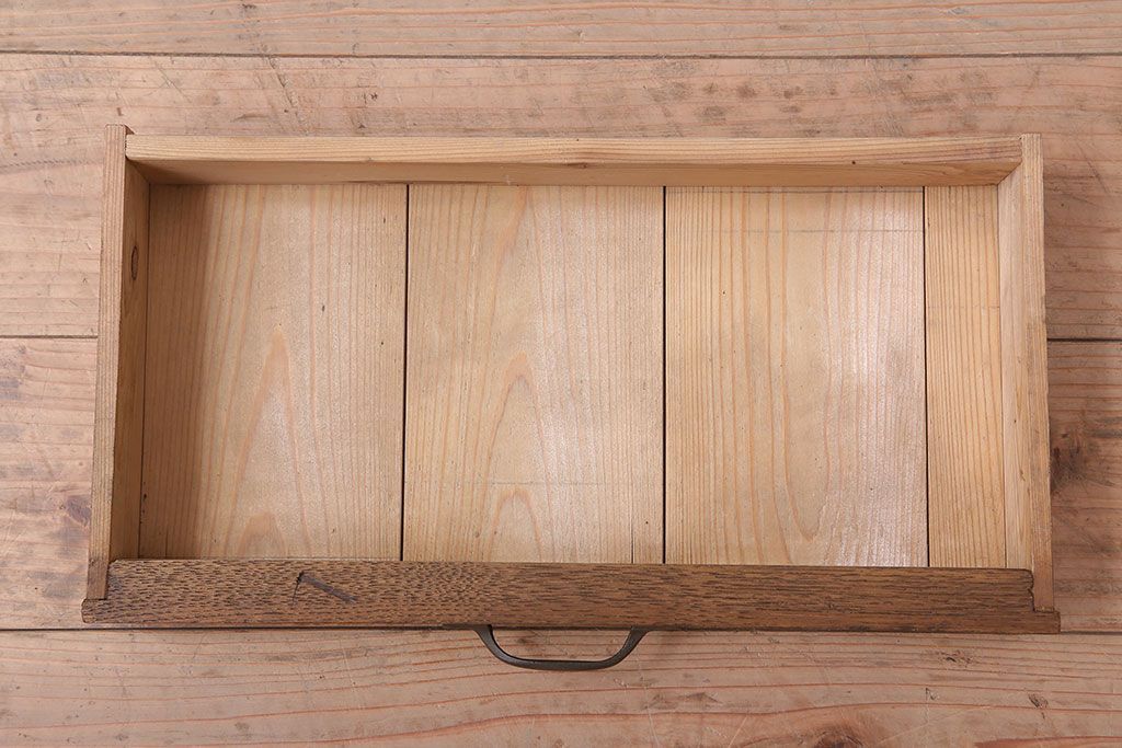 アンティーク雑貨　古い木味のレトロなアンティーク引き出し付き本立て(2)