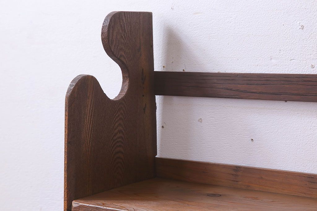 アンティーク雑貨　古い木味のレトロなアンティーク引き出し付き本立て(2)