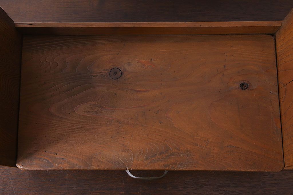 アンティーク雑貨　古い木味のレトロなアンティーク引き出し付き本立て(2)