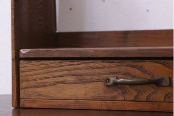 アンティーク雑貨　古い木味のレトロなアンティーク引き出し付き本立て(2)