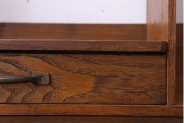 アンティーク雑貨　古い木味のレトロなアンティーク引き出し付き本立て(2)