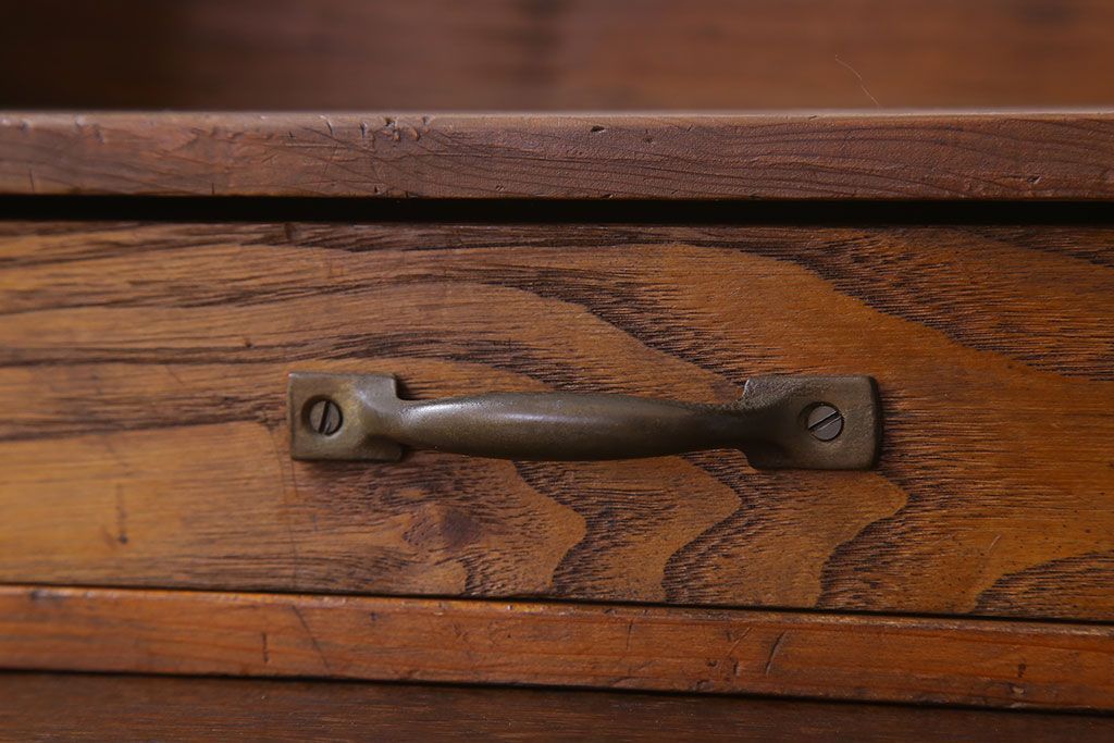 アンティーク雑貨　古い木味のレトロなアンティーク引き出し付き本立て(2)