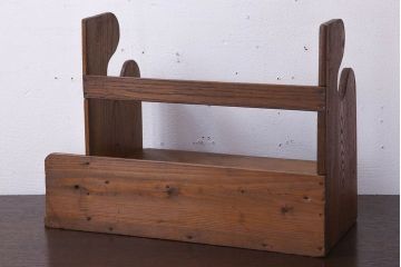 アンティーク雑貨　古い木味のレトロなアンティーク引き出し付き本立て(2)