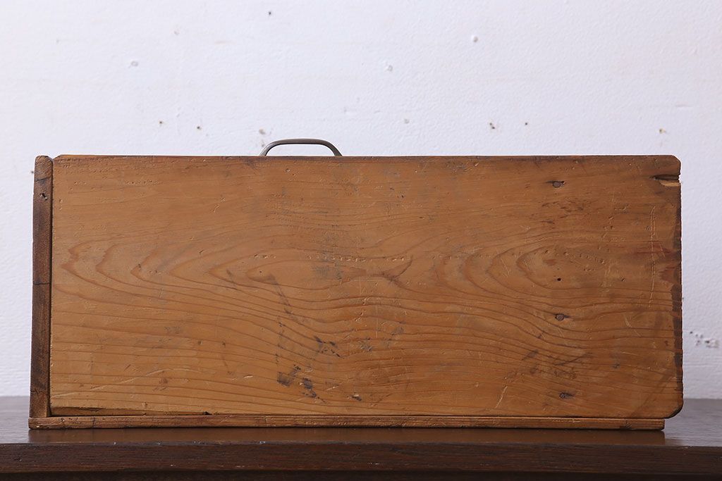 アンティーク雑貨　古い木味のレトロなアンティーク引き出し付き本立て(2)