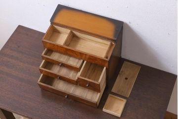 アンティーク雑貨　古い木製のレトロなアンティーク裁縫箱(小引き出し)(2)