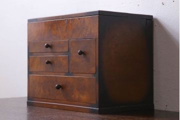 アンティーク雑貨　古い木製のレトロなアンティーク裁縫箱(小引き出し)(2)