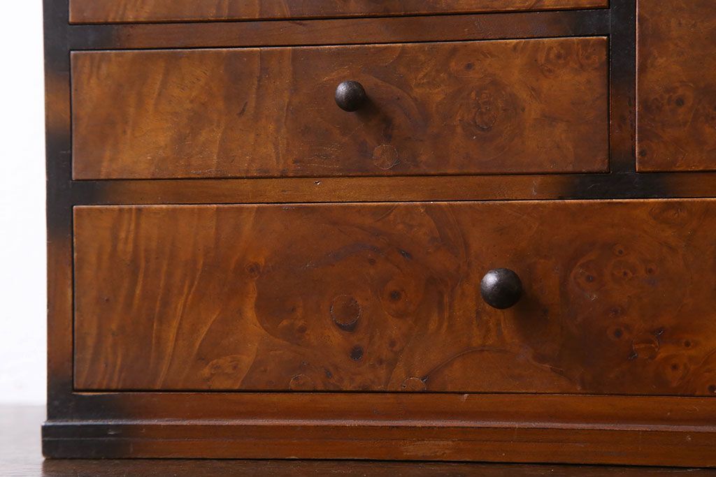 アンティーク雑貨　古い木製のレトロなアンティーク裁縫箱(小引き出し)(2)