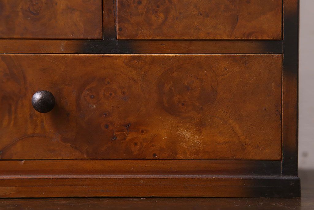 アンティーク雑貨　古い木製のレトロなアンティーク裁縫箱(小引き出し)(2)