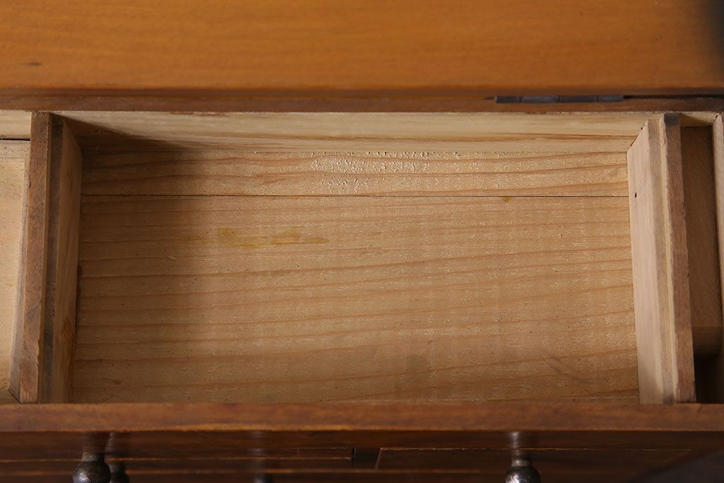 アンティーク雑貨　古い木製のレトロなアンティーク裁縫箱(小引き出し)(2)