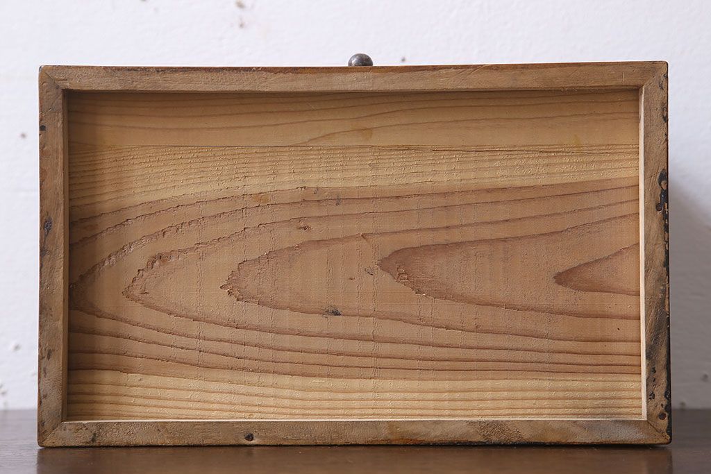 アンティーク雑貨　古い木製のレトロなアンティーク裁縫箱(小引き出し)(2)