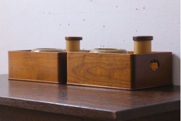 アンティーク雑貨　桑材製　上品なアンティーク煙草盆一対