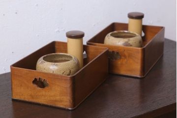 アンティーク雑貨　桑材製　上品なアンティーク煙草盆一対
