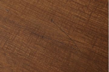 アンティーク家具　天板一枚板　朴の木　シンプルな鉄脚テーブル