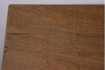 アンティーク家具　天板一枚板　朴の木　シンプルな鉄脚テーブル