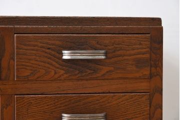 アンティーク家具　タモ材!古い木製のシンプルなアンティーク薄型片袖机