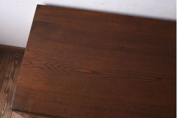 アンティーク家具　タモ材!古い木製のシンプルなアンティーク薄型片袖机