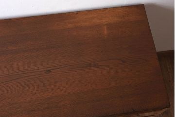 アンティーク家具　タモ材!古い木製のシンプルなアンティーク薄型片袖机