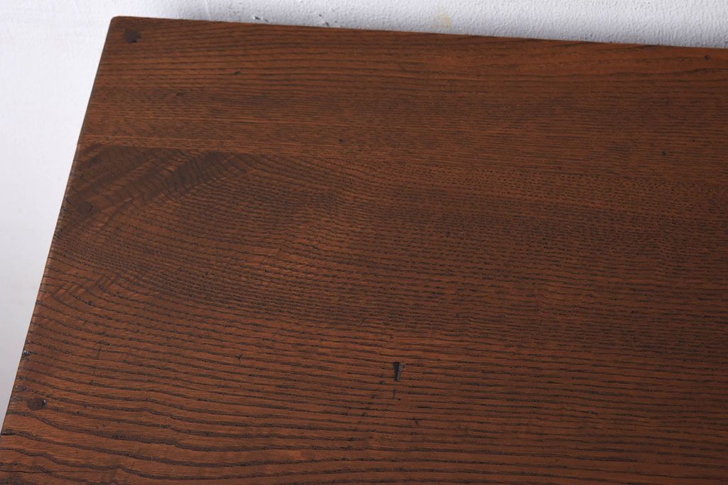 アンティーク家具　タモ材!古い木製のシンプルなアンティーク薄型片袖机