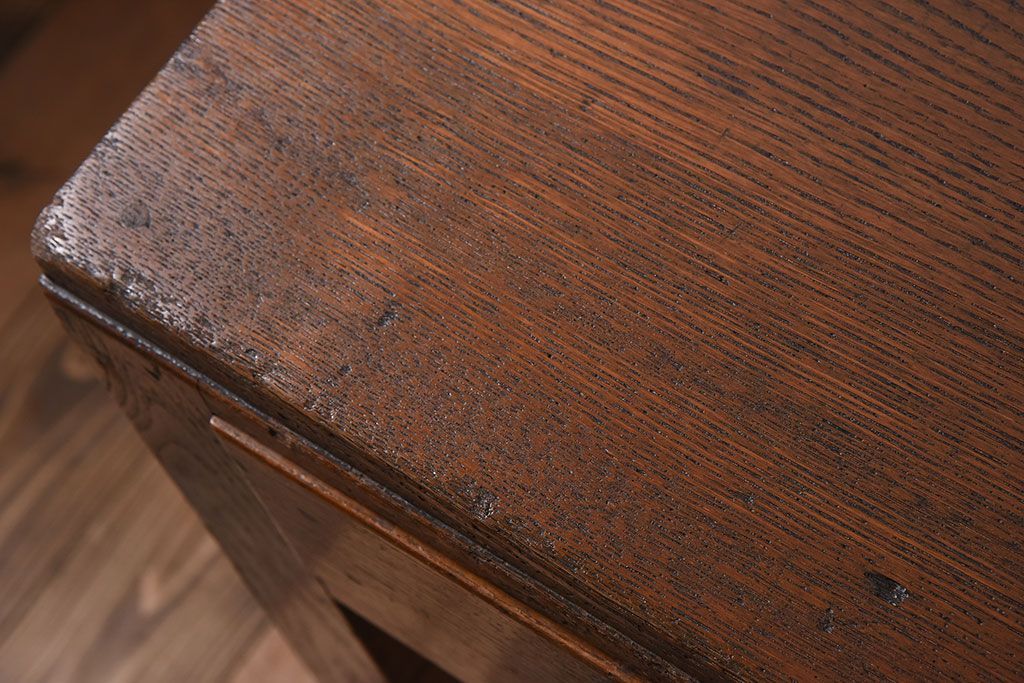 アンティーク家具　タモ材!古い木製のシンプルなアンティーク薄型片袖机