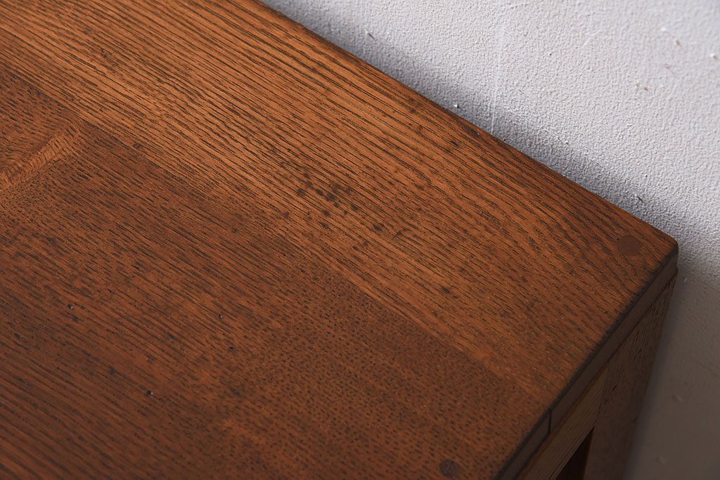 アンティーク家具　タモ材!古い木製のシンプルなアンティーク薄型片袖机