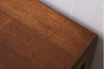 アンティーク家具　タモ材!古い木製のシンプルなアンティーク薄型片袖机