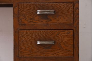 アンティーク家具　タモ材!古い木製のシンプルなアンティーク薄型片袖机