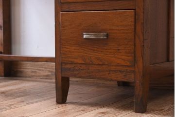 アンティーク家具　タモ材!古い木製のシンプルなアンティーク薄型片袖机