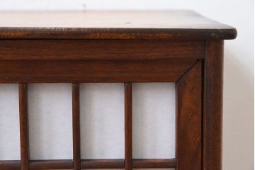 アンティーク家具　樺材!古い木製の小さな障子戸収納棚