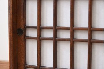 アンティーク家具　樺材!古い木製の小さな障子戸収納棚
