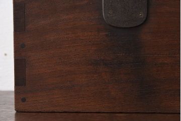 アンティーク雑貨　総欅材　明治期の古い金具付き!アンティーク硯箱(小箱・木箱)