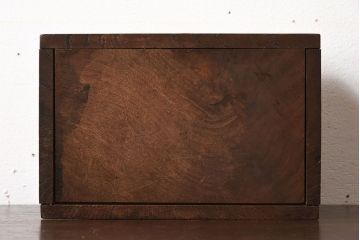 アンティーク雑貨　総欅材　明治期の古い金具付き!アンティーク硯箱(小箱・木箱)
