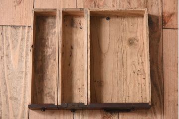 アンティーク雑貨　桐材製　明治大正期の古い金具付きアンティーク硯箱(小箱・木箱)